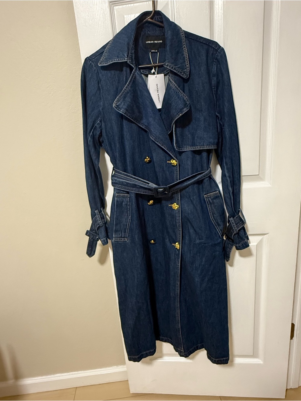 Urban Revivo Dark Blue Denim Trench Coat